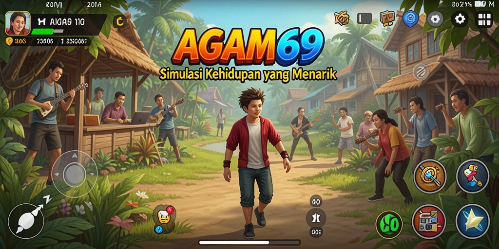 Tampilan gameplay simulasi penuh warna di AGAM69.