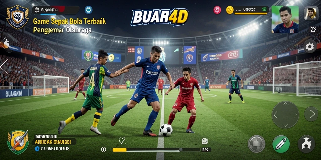Tampilan gameplay BUAH4D dengan aksi sepak bola seru.