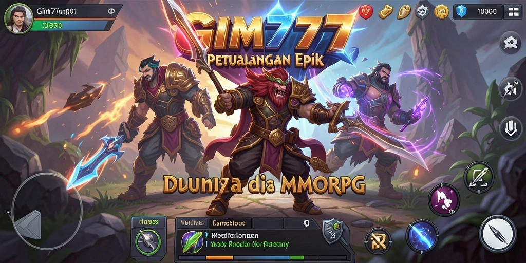Screenshot utama GIM777 menampilkan aksi seru dalam pertempuran MMORPG.