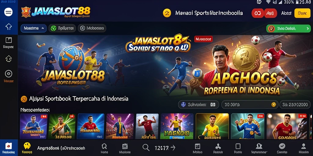 Tampilan utama aplikasi JAVASLOT88 menampilkan pilihan taruhan olahraga.
