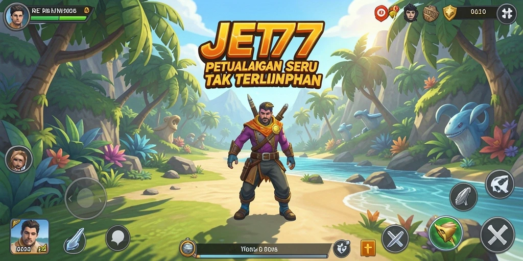 Tampilan gameplay JET77 yang penuh aksi dan petualangan.