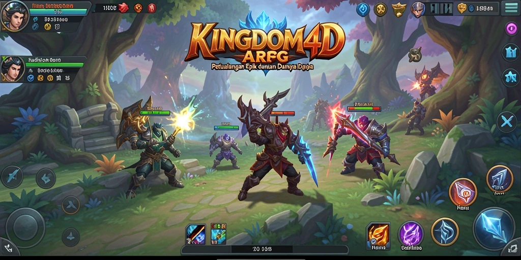 Tangkapan layar KINGDOM4D menampilkan pertarungan seru di dunia fantasi.