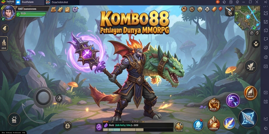 Screenshot gameplay KOMBO88 menampilkan pertempuran seru antar karakter.