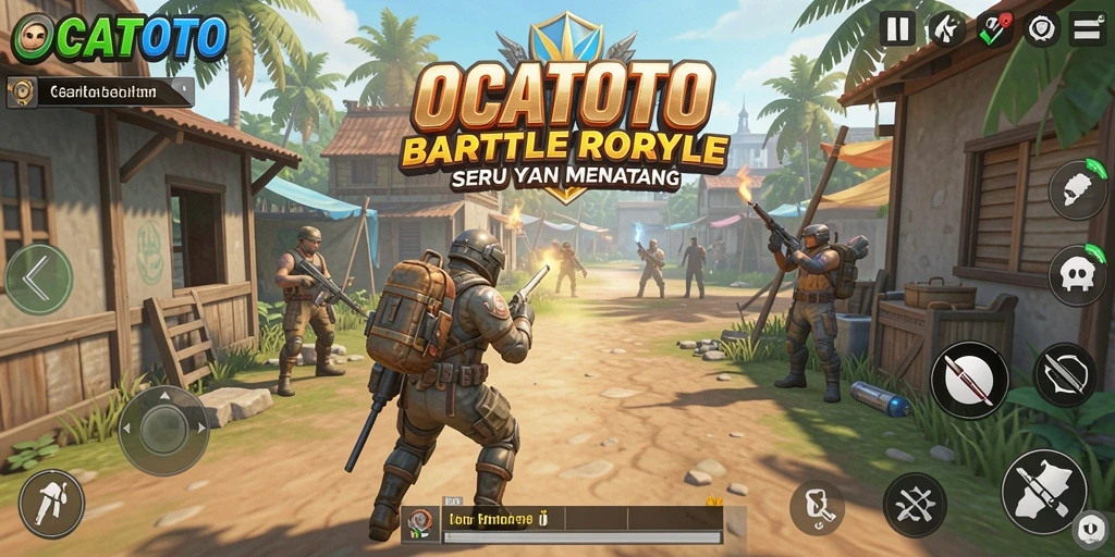 Tampilan gameplay OCATOTO yang intens dalam pertempuran Battle Royale.