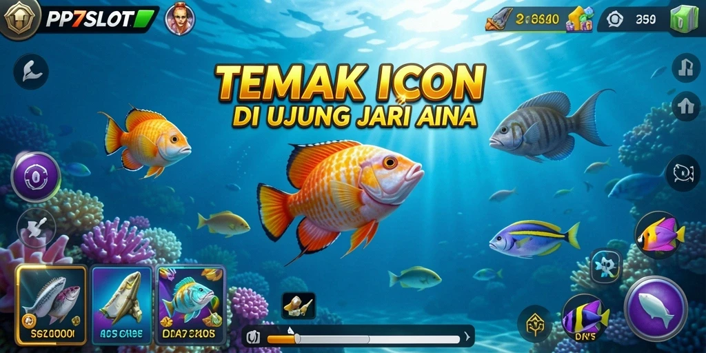 Tampilan gameplay seru saat menembak ikan yang berwarna-warni.