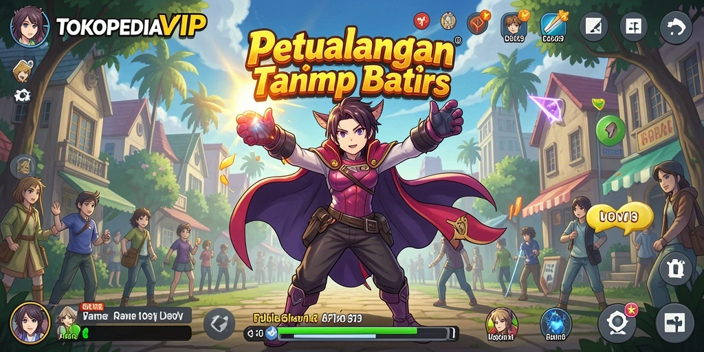 Tampilan gameplay berkualitas tinggi dari TOKOPEDIAVIP yang menampilkan karakter Anime.