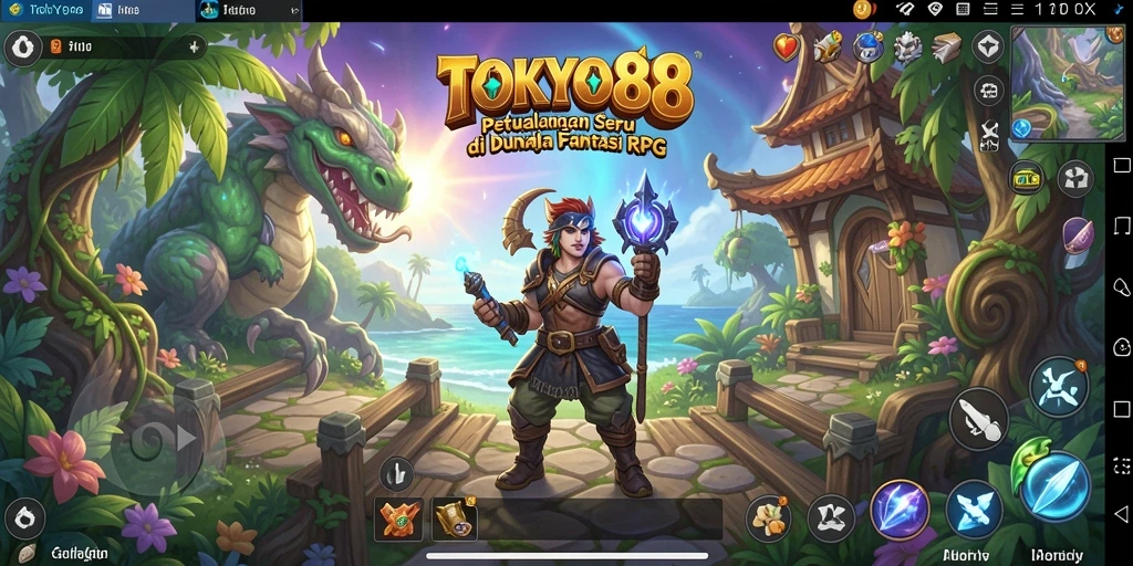 Screenshot utama TOKYO88 menampilkan aksi pertarungan epik di dunia RPG.