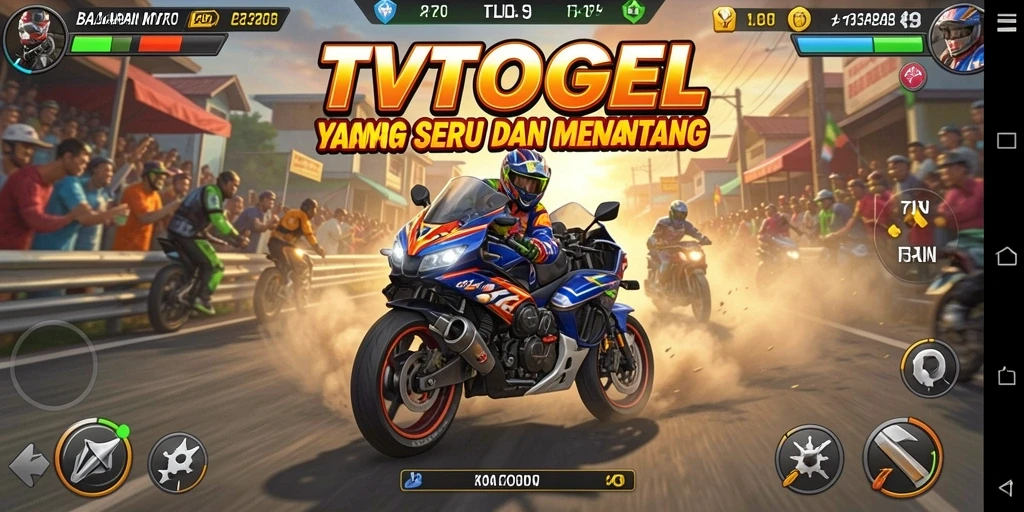 Gameplay seru TVTOGEL dengan balapan motor yang mendebarkan.